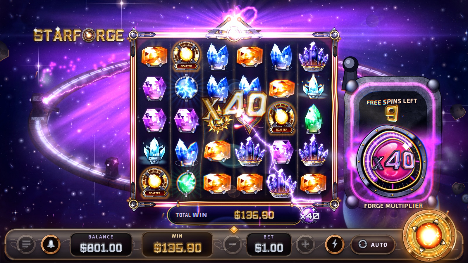 Plasma Forge free spins with the Forge Multiplier at ×40