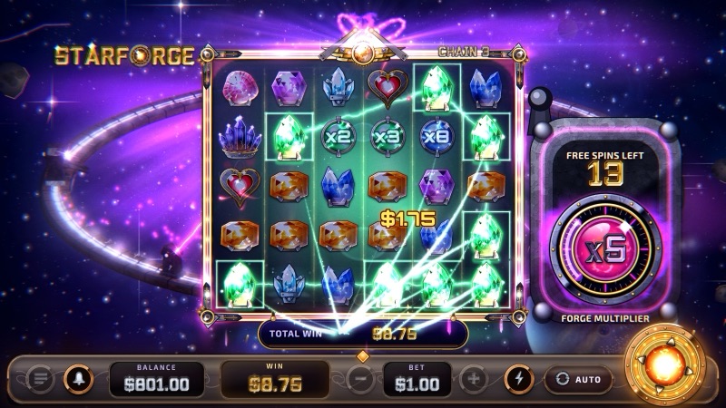 A free-spins win lit up with Star Orbs